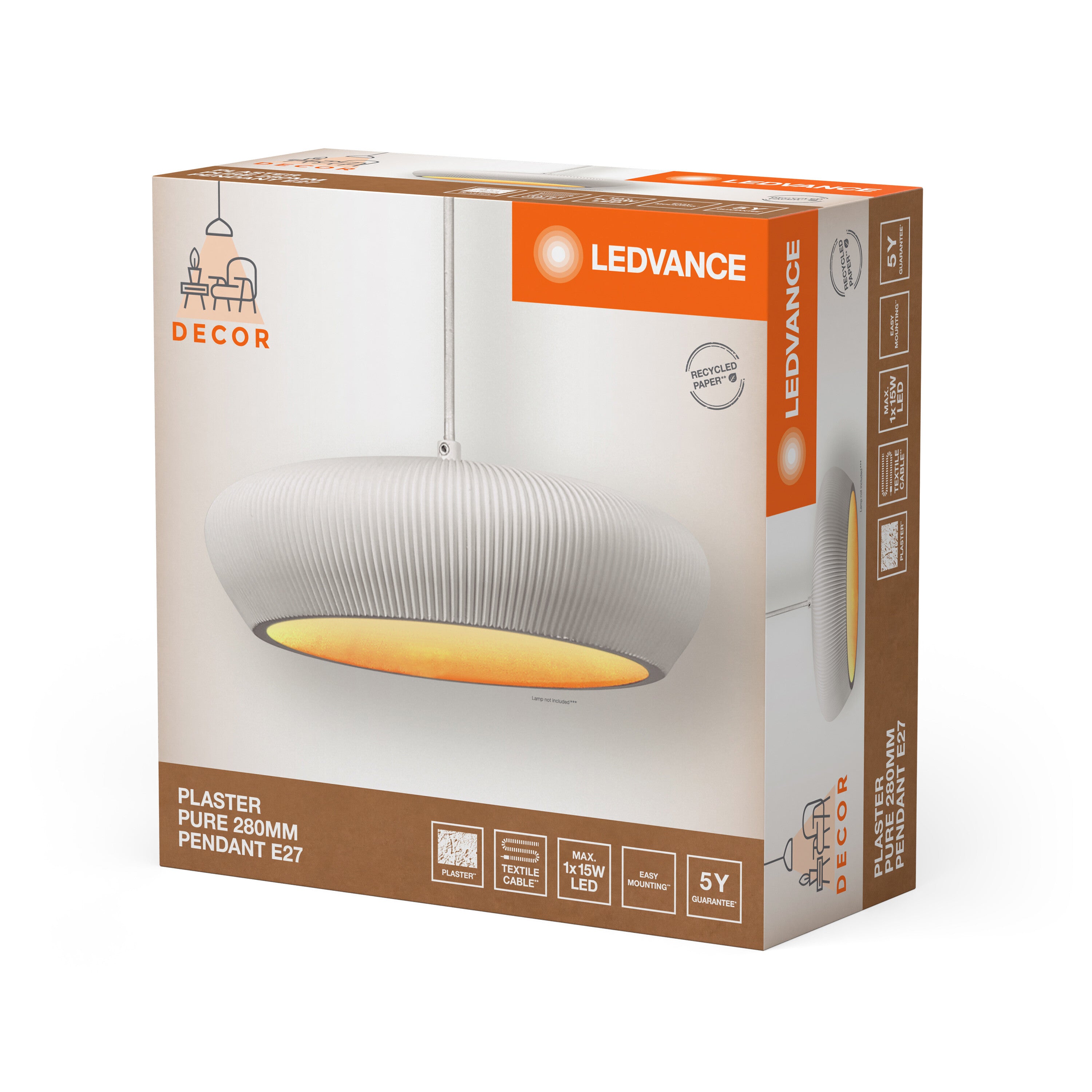 LEDVANCE DECOR Plaster Gips-Leuchte Pendelleuchte, E27, 283 mm-LEDVANCE Shop