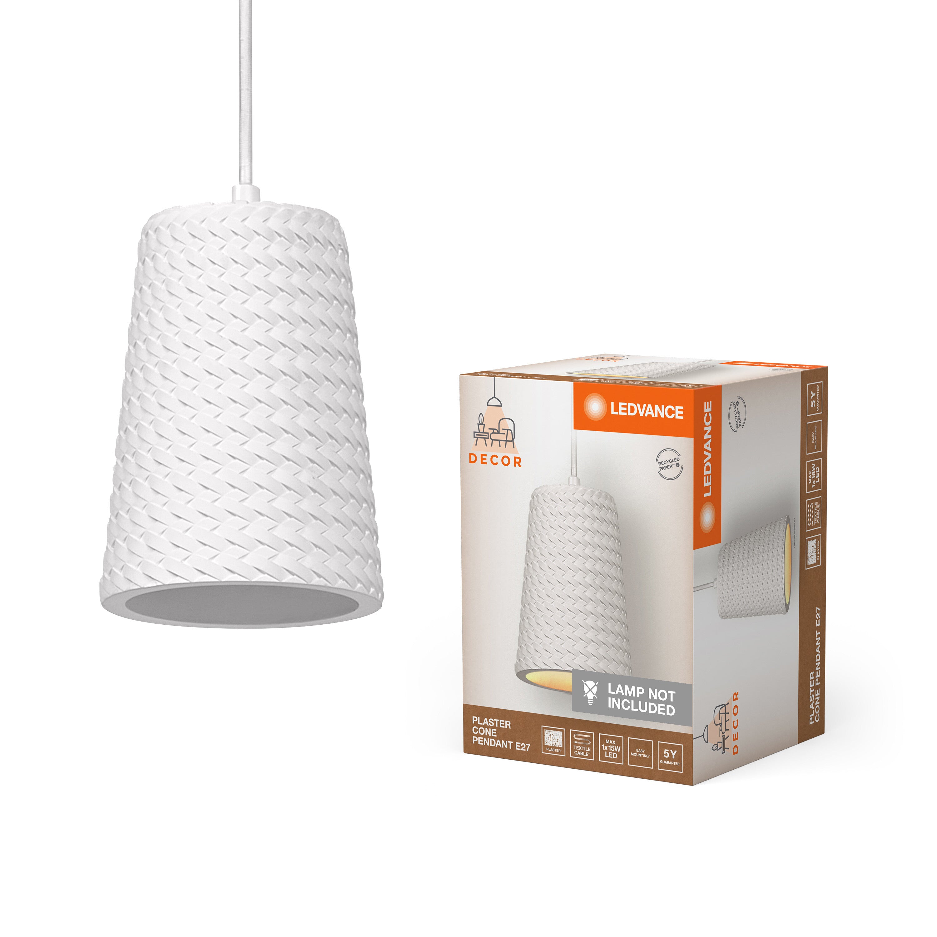 LEDVANCE DECOR Plaster Pendelleuchte, E27, 200 mm-LEDVANCE Shop