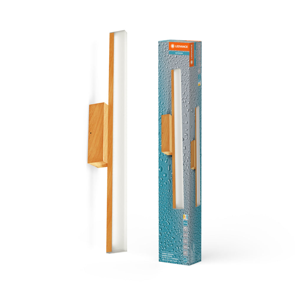 LEDVANCE Orbis Mirror Spiegelleuchte, Badezimmer, Click-CCT, 10W, 60cm, Holzdekor, IP44-LEDVANCE Shop