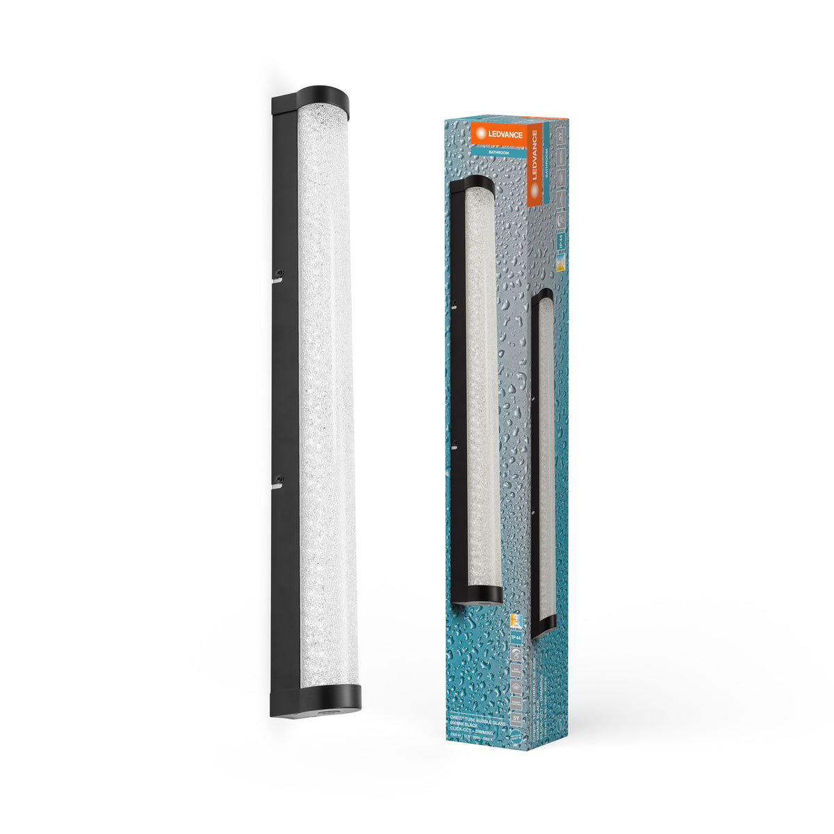 LEDVANCE ORBIS Tube Badezimmer Spiegel-/Wandleuchte Blasen-Glas 12W 60cm schwarz-LEDVANCE Shop