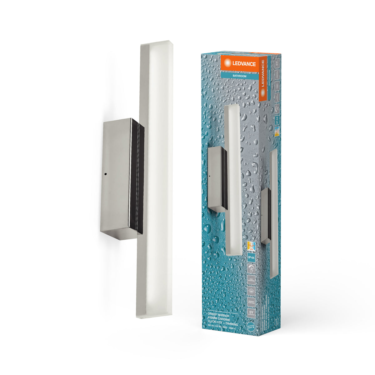 LEDVANCE ORBIS Mirror Badezimmer Spiegel-/Wandleuchte 6.8W 40cm dimmbar IP44 Chrom-LEDVANCE Shop