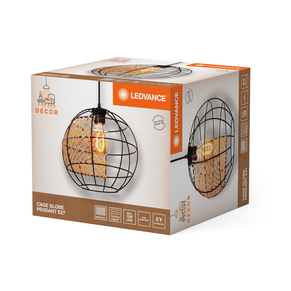 LEDVANCE Decor Cage Globe Pendelleuchte, schwarz/braun, E27