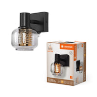 LEDVANCE DECOR Spot Firefly wandlamp, 1x2,8 W, E14, 250 lm, 2700 K, warmwit, dimbaar, IP20, metaal/glas, zwart, LED inbegrepen en vervangbaar