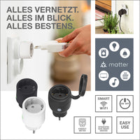 OSRAM Matter SMART+ COMPACT Plug smarte Outdoor Steckdose, schwarz