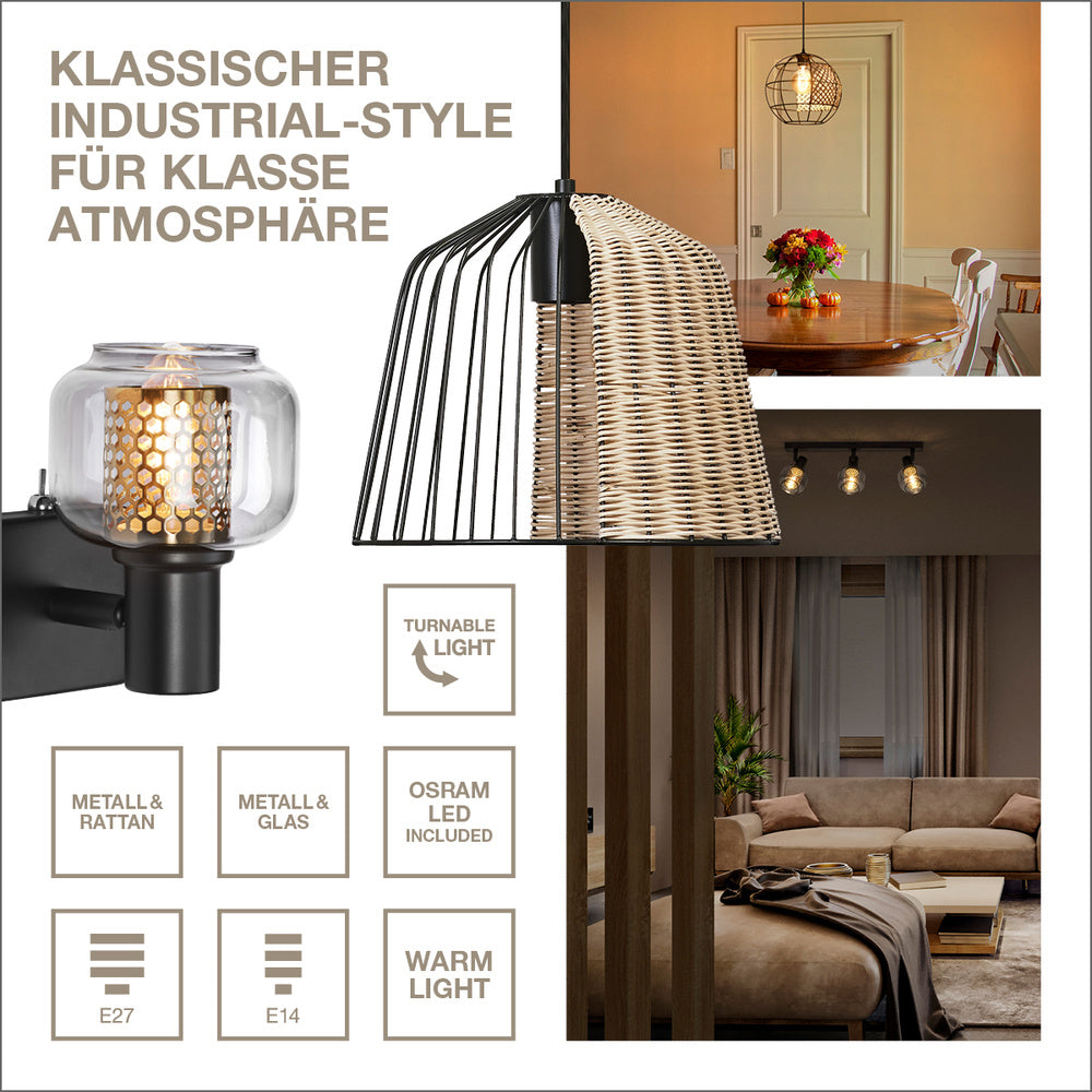 LEDVANCE Decor Cage Globe Pendelleuchte, schwarz/braun, E27