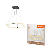 LEDVANCE Decor Tetragon hanglamp van gebogen polycarbonaat met LED en filamentdesign, 18 W, 2000 lm, 3000 K, 830 warmwit, , Click-dimbaar, donkergrijs, kunststof (PC)