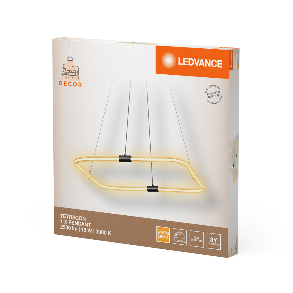 LEDVANCE DECOR Tetragon Pendelleuchte, 18W, 3000K, 2000lm, Warmweiß, Click DIM-LEDVANCE Shop