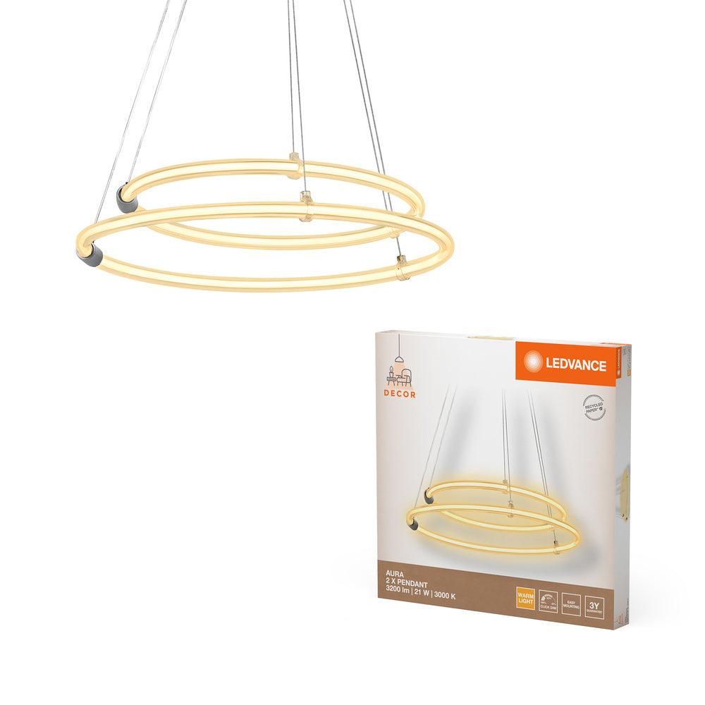LEDVANCE DECOR Aura 2-teilige Pendelleuchte, 3000K, 21W, 2400lm, Click DIM-LEDVANCE Shop