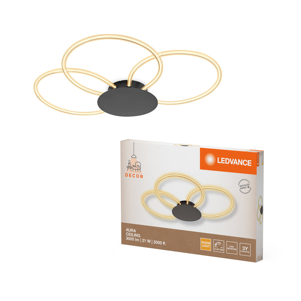 LEDVANCE DECOR Aura Ceiling Deckenleuchte, 21W, 3000K, 2200lm, Click DIM-LEDVANCE Shop