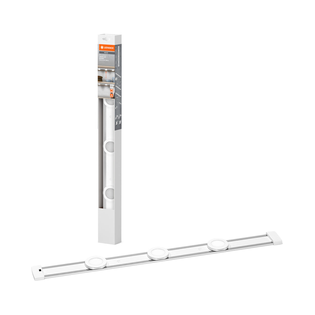 LEDVANCE LINEAR platte inbouwlamp, magnetische rail voor flexibele spotmontage, 3 Spots, met sensor, 9,5 W, 600 lm, 4000 K, 840 koudwit, dimbaar, IP20, wit, aluminium/kunststof, lamp niet vervangbaar