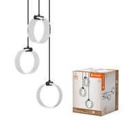 LEDVANCE Decor Circle decoratieve hanglamp, 3-vlammig, PL, 20 W, 1300 lm, 3000 K/4200 K/6500 K, warmwit/koudwit/daglicht, Click-CCT-schakelaar, IP20, kunststof, zwart, LED niet vervangbaar