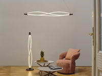LEDVANCE Swirl Floor staande lamp van gebogen polycarbonaat met LED en filamentdesign, 22 W, 2400 lm, 3000 K, 830 warmwit, dimbaar, donkergrijs, 260 mm, IP20