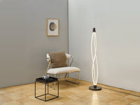 LEDVANCE Swirl Floor staande lamp van gebogen polycarbonaat met LED en filamentdesign, 22 W, 2400 lm, 3000 K, 830 warmwit, dimbaar, donkergrijs, 260 mm, IP20
