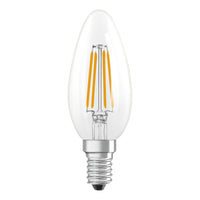 OSRAM LED-Lampen, klassische Minikerzenform, 40 Watts Ersatz, E14, B-shape, 2700 Kelvin, Warm weiß, Klares Glas, 2-er Pack