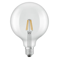 OSRAM LED-lampen, klassieke bolvorm, equivalent aan 40 watt, E27, G125, 2700 Kelvin, warm wit, helder glas, per stuk verpakt