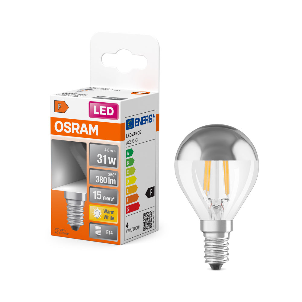 OSRAM LED Lampe LED Retrofit CLASSIC P Mirror 4W 827 Silver E14, 350 lm, 2700 K, Warmweiß-LEDVANCE Shop