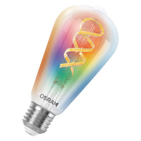 OSRAM SMART+ MATTER Filament Classic vormen, meerkleurig in Edison-stijl, LED-lamp, glas, helder, 4,8 W, 470 lm, RGBW, wifi, compatibel met smartspeakers, dimbaar