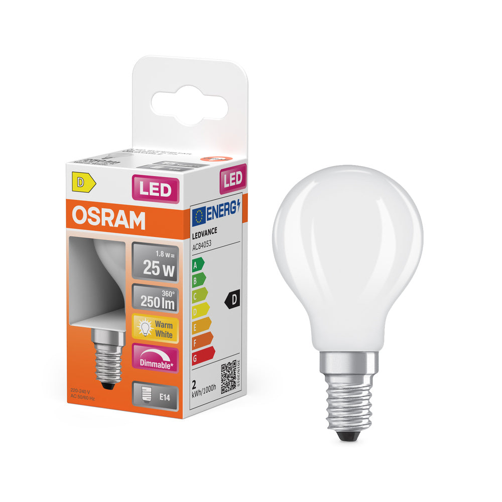 OSRAM LED Retrofit Classic P dimbaar 1.8W 827 mat E14
