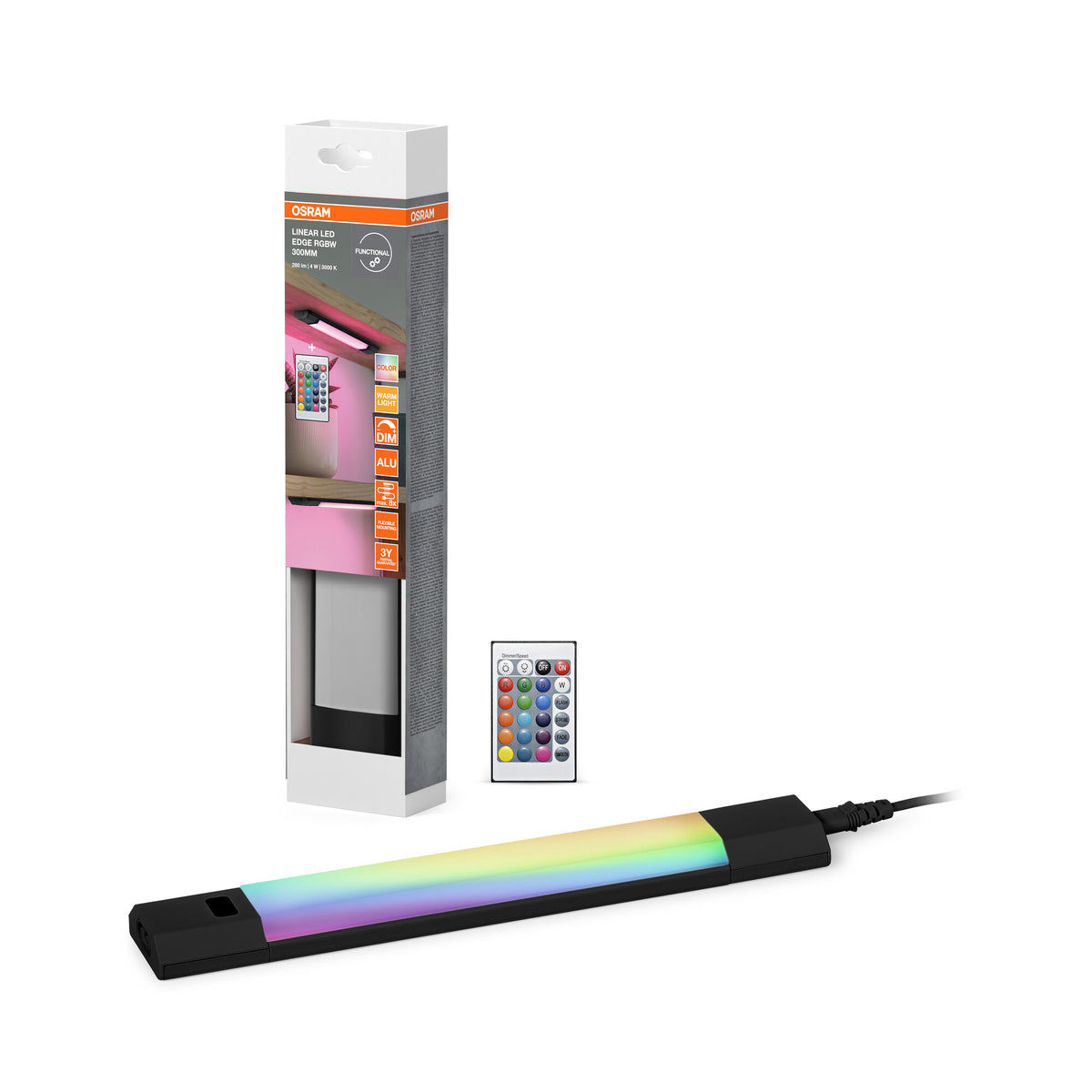 OSRAM Linear Edge Sensor Unterbauleuchte 30cm 4W RGBW DIM Schwarz