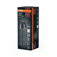 OSRAM ENDURA STYLE TABLE buitenlamp, 2,5 W, 200 lm, donkergrijs, tafellamp, oplaadbare accu, beschermingsklasse IP54, traploos dimmen, geheugenfunctie voor lichtsterkte