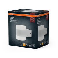 OSRAM UpDown Puck LED-wandlamp, warmwit 3000 K, buitenlamp, 13 W, licht naar boven en beneden, IP44, 980 lm, gegoten aluminium, wit