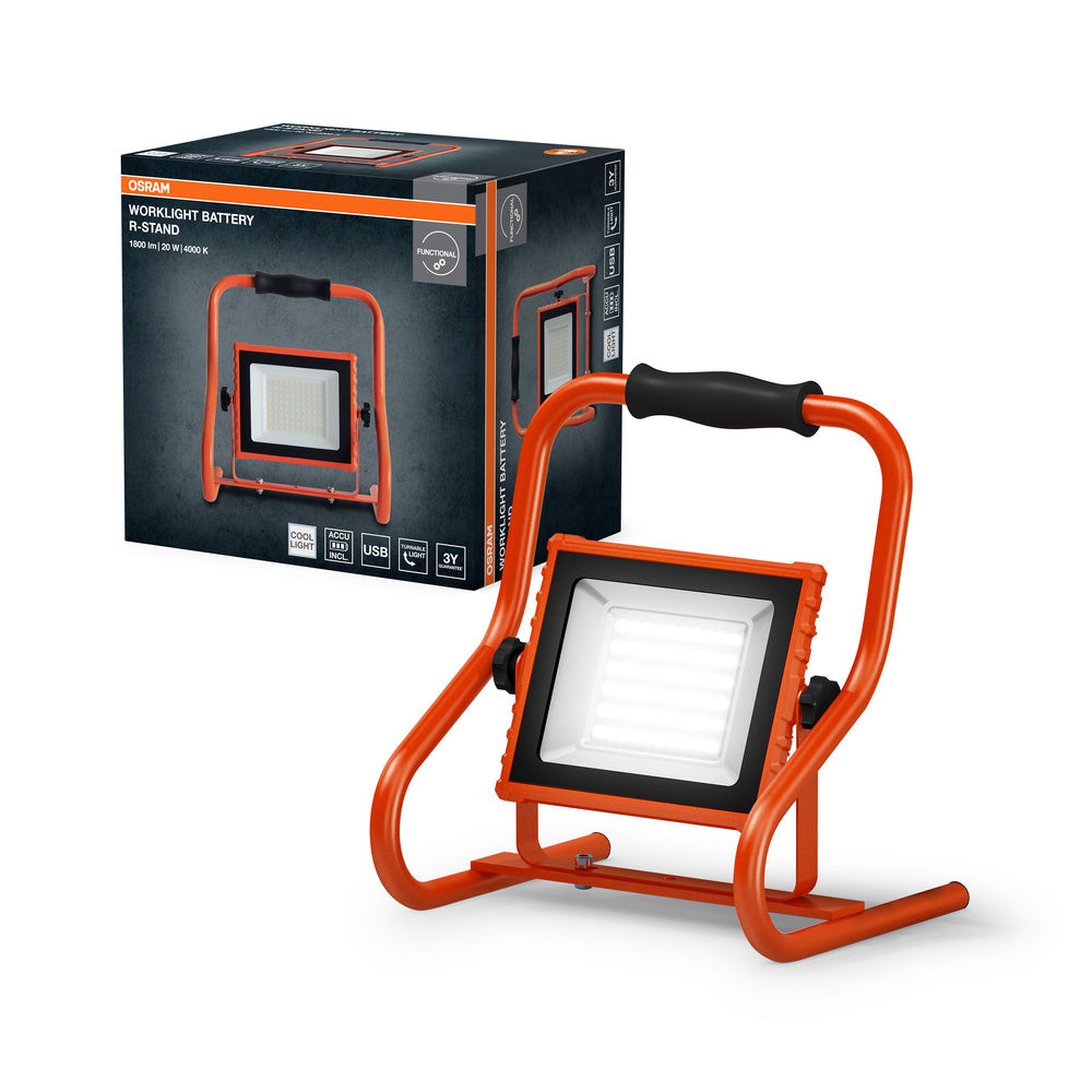OSRAM WORKLIGHTS BATTERY R-STAND bouwspot op batterijen, USB-aansluiting, 20W / 4000K
