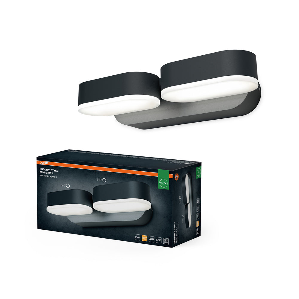 OSRAM LED wand- en plafondlamp, geschikt voor buitengebruik, warm wit, 100,0 mm x 230,0 mm x 54,0 mm, ENDURA STYLE MINI SPOT