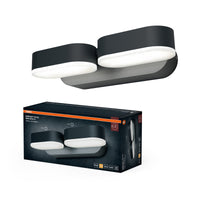 OSRAM ENDURA Style set van 2 minispots in donkergrijs, LED-wandlamp voor buiten met een 340° draaibare kop, IP44-bescherming, ideaal voor de verlichting van je entree