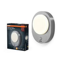 OSRAM ENDURA STYLE DISC buitenwandlamp met sensor, ronde LED-wandlamp van roestvrij staal met bewegingssensor, warmwit, 3000K, IP44, 8W
