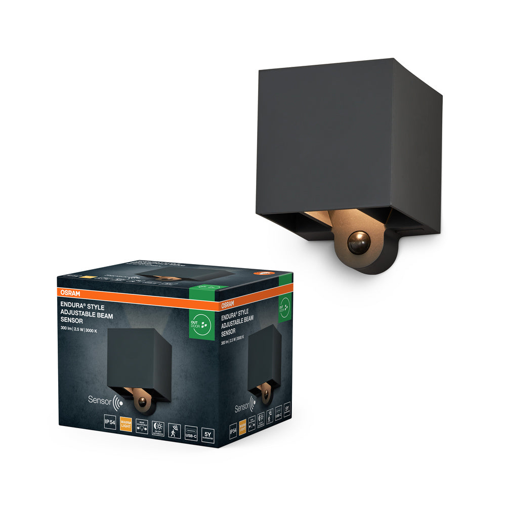 OSRAM ENDURA STYLE ADJ BEAM Sensor Buitenwandlamp, 2,5W, 180lm