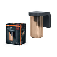 OSRAM buitenwandlamp E27 Amber, Vintage-wandlamp met aluminium behuizing in donkergrijs, IP44-bescherming, schokbestendig IK03, voor terras en balkon