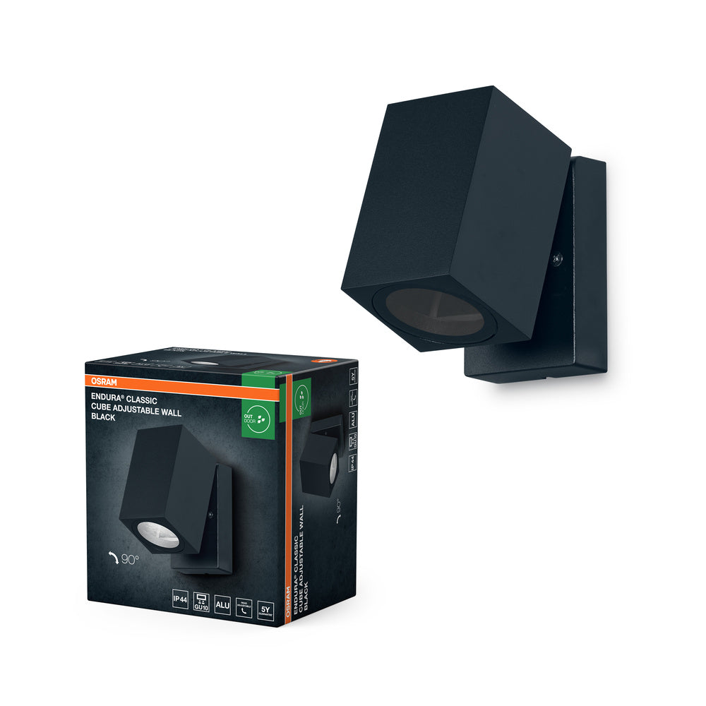 OSRAM ENDURA Classic Cube buitenwandlamp, zwart GU10
