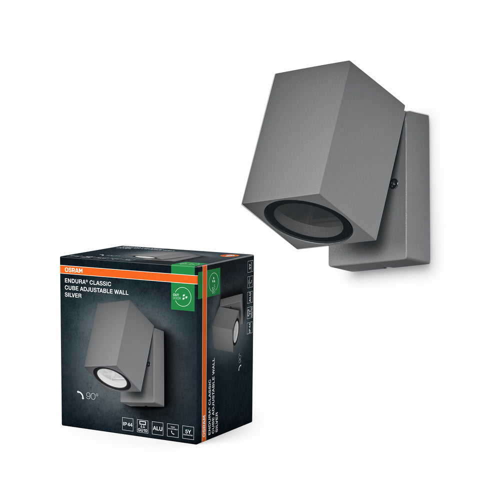 OSRAM ENDURA Classic Cube buitenwandlamp, zilver, GU10