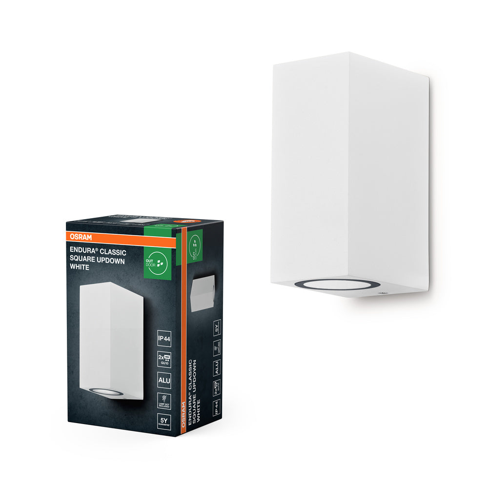 OSRAM ENDURA Vierkante Updown buitenwandlamp, wit, GU10