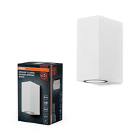 OSRAM ENDURA Classic Square Updown buitenwandlamp, wit, GU10-fitting (max. 35 W), kan worden uitgerust met een gewone of slimme lamp, variant met downlight of up/downlight, beschermingsklasse IP44