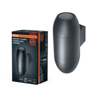 OSRAM buitenwandlamp Up/Down GU10, ovale aluminium behuizing in donkergrijs RAL7016, beschermingsklasse IP44 & IK03, wandlamp voor gevels en entrees