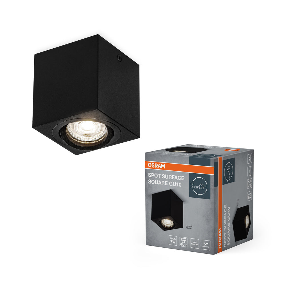 OSRAM Spot Surface Vierkante plafondspot voor opbouwmontage 80x80mm, zwart, GU10