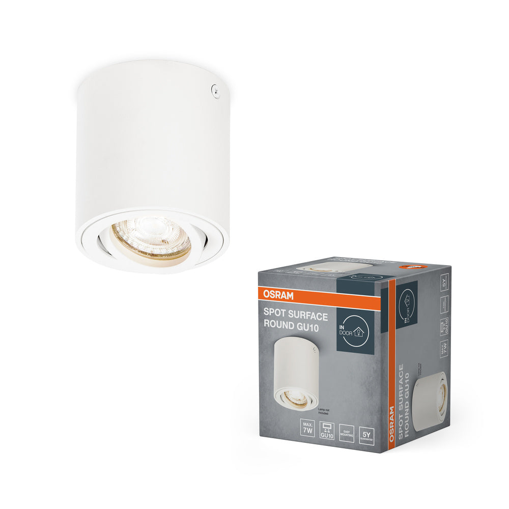 OSRAM Spot Surface ronde plafondspot voor opbouwmontage, Ø 80 mm, wit, GU10