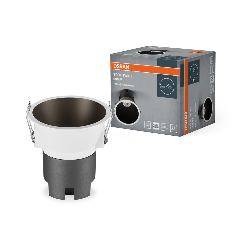 OSRAM SPOT TWIST Ø 93mm downlight, zwart, 10W, 800lm, 840 WT