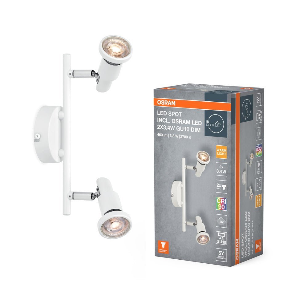 OSRAM LED-spot GU10 plafondlamp 2 x 3,4W, 460lm, wit