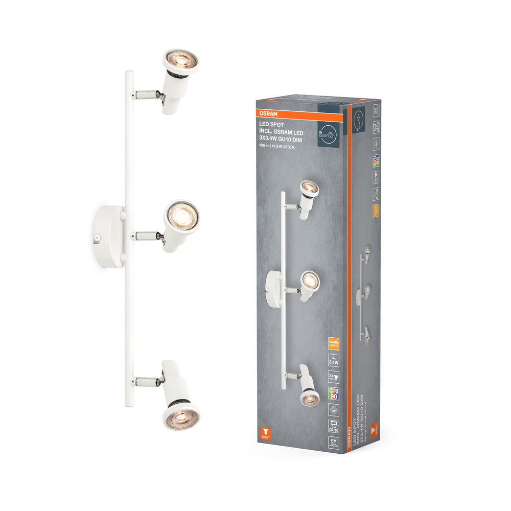 OSRAM LED-spot GU10 plafondlamp 3 x 3,4W, 690lm, wit