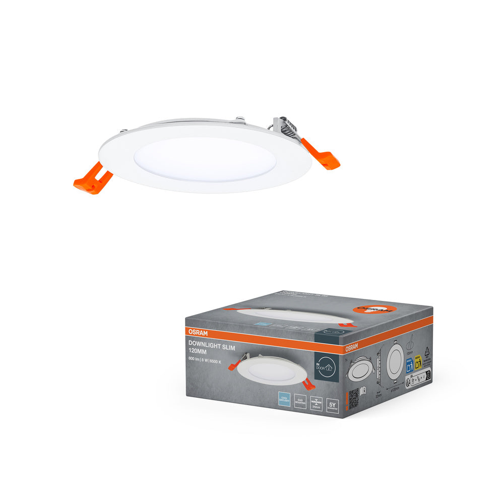 OSRAM RECESS SLIM DOWNLIGHT LED-plafondlamp, Ø 120 mm, 220-240 V 8 W / 6500 K Koel wit