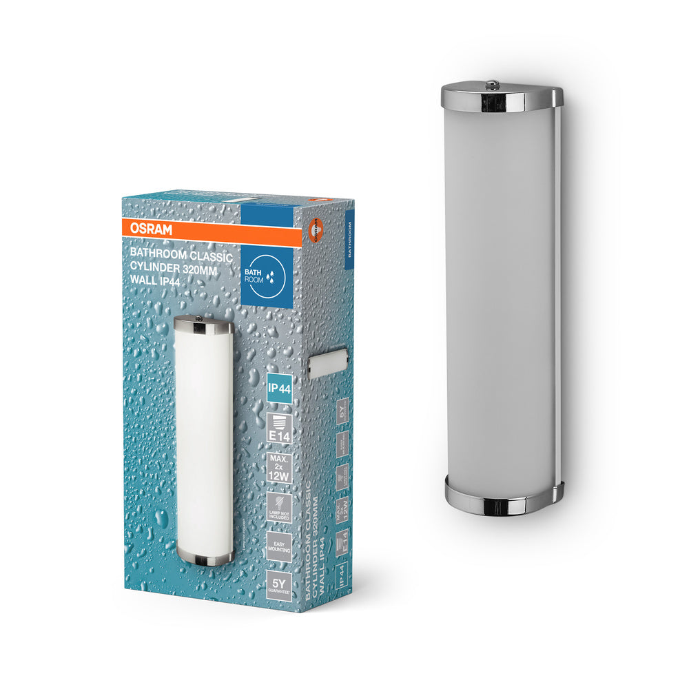 OSRAM CLASSIC CYLINDER badkamerwandlamp 320 mm, E14, zilver/grijs