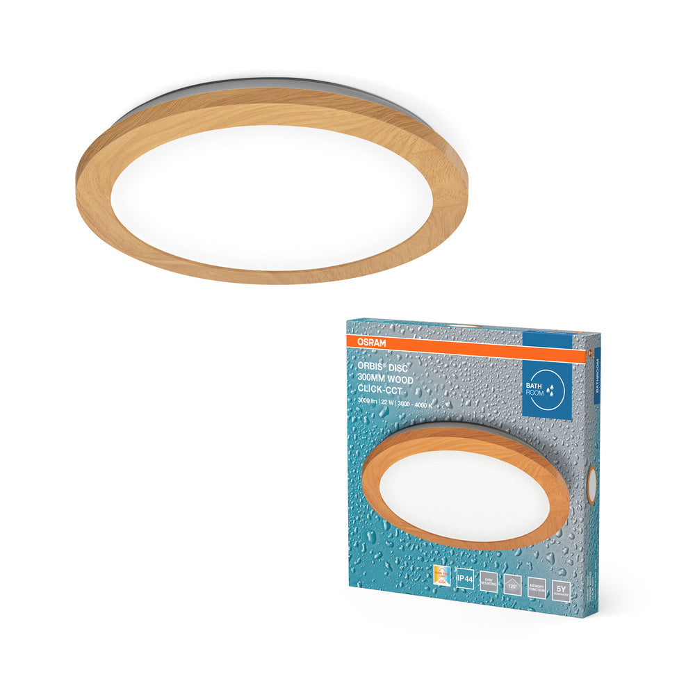 OSRAM ORBIS Disc Badkamer Plafondlamp 30cm 22W IP44 Houtdecor