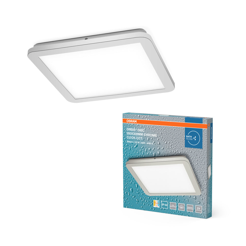 OSRAM ORBIS Disc Badkamer Plafondlamp 30x30cm 22W IP44 Chroom