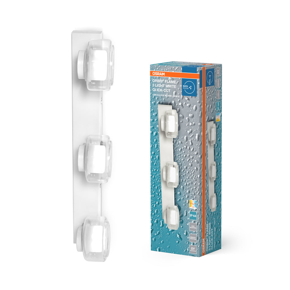 OSRAM ORBIS Flame badkamerwandlamp 16,5W Click CCT IP44 wit
