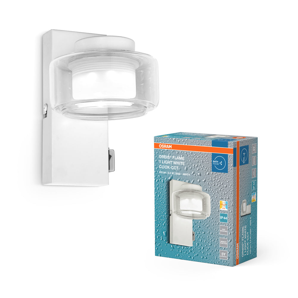 OSRAM ORBIS Flame badkamerwandlamp 5,5W Click CCT IP44 wit