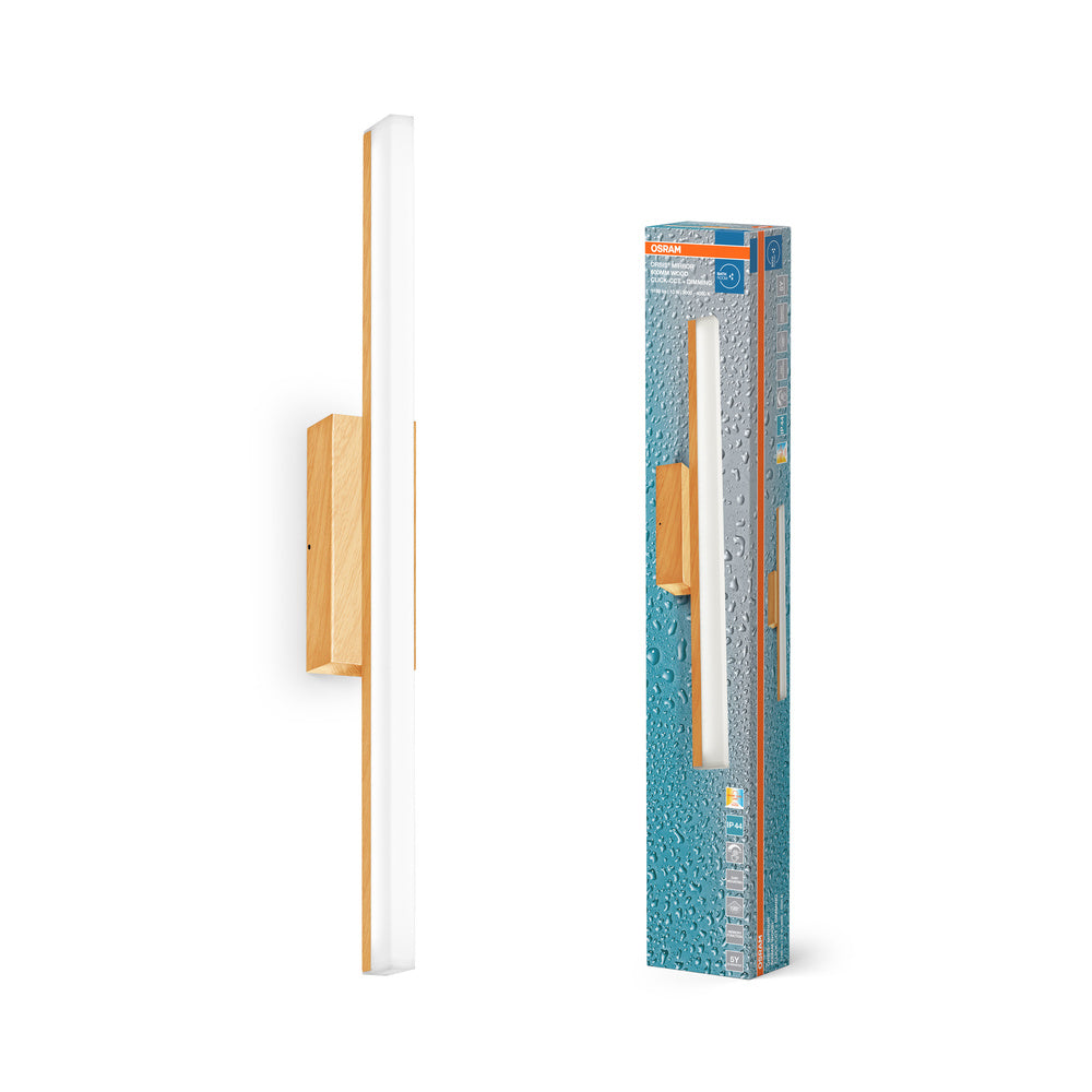 OSRAM Orbis Mirror Spiegelleuchte, Badezimmer, Click-CCT, 10W, 60cm, Holzdekor, IP44