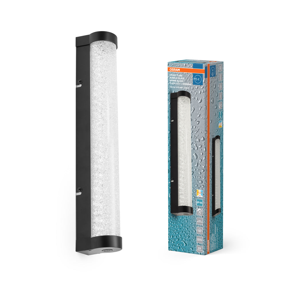 OSRAM ORBIS Tube Badezimmer Spiegel-/Wandleuchte Blasen-Glas 9W 40cm schwarz