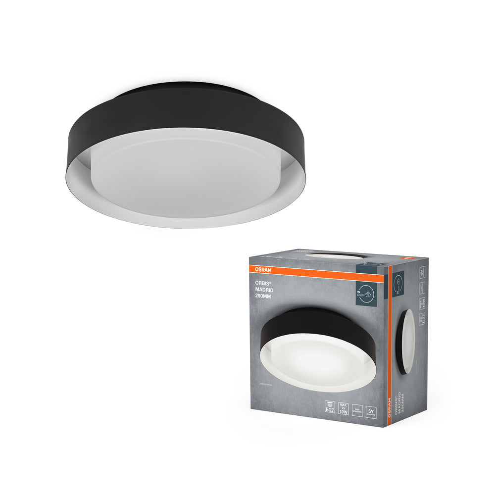 OSRAM ORBIS MADRID plafondlamp 290 mm, zwart, E27